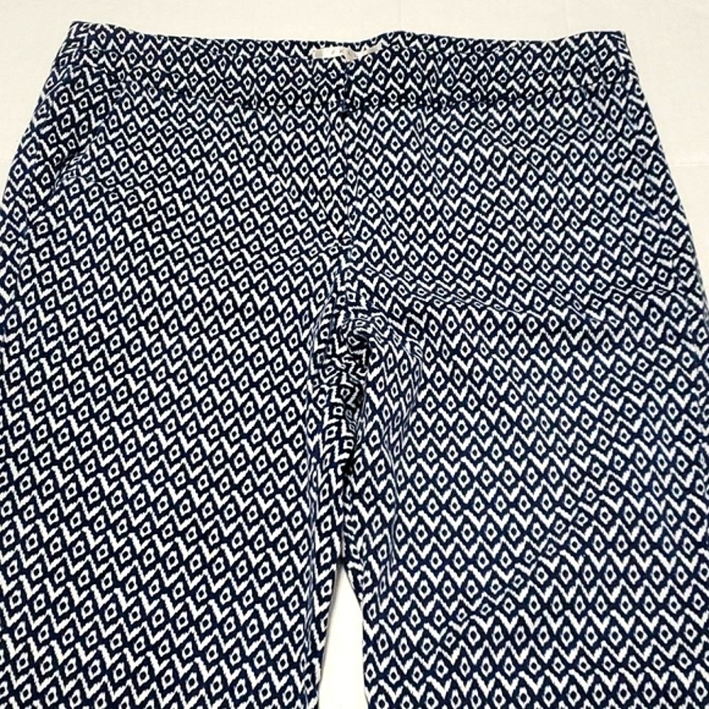 Kenar Blue Boho Geometric Print Straight Leg Ankle Pants 8